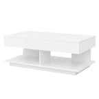 Adjustable Lift-Top Coffee Table with Hidden Storage and LED Lighting