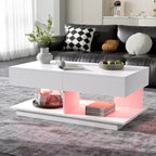 Adjustable Lift-Top Coffee Table with Hidden Storage and LED Lighting