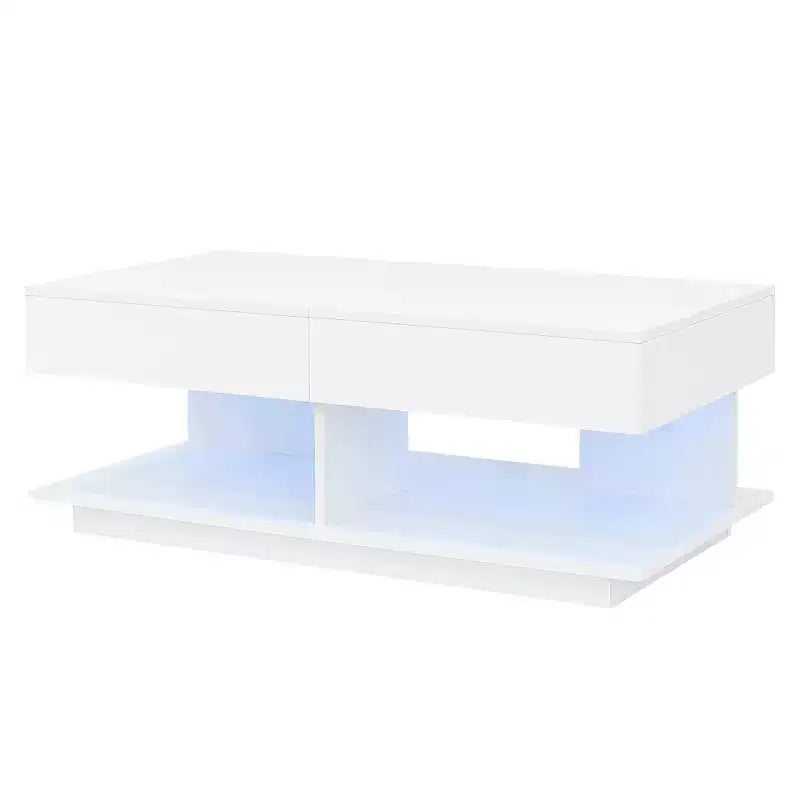 Adjustable Lift-Top Coffee Table with Hidden Storage and LED Lighting