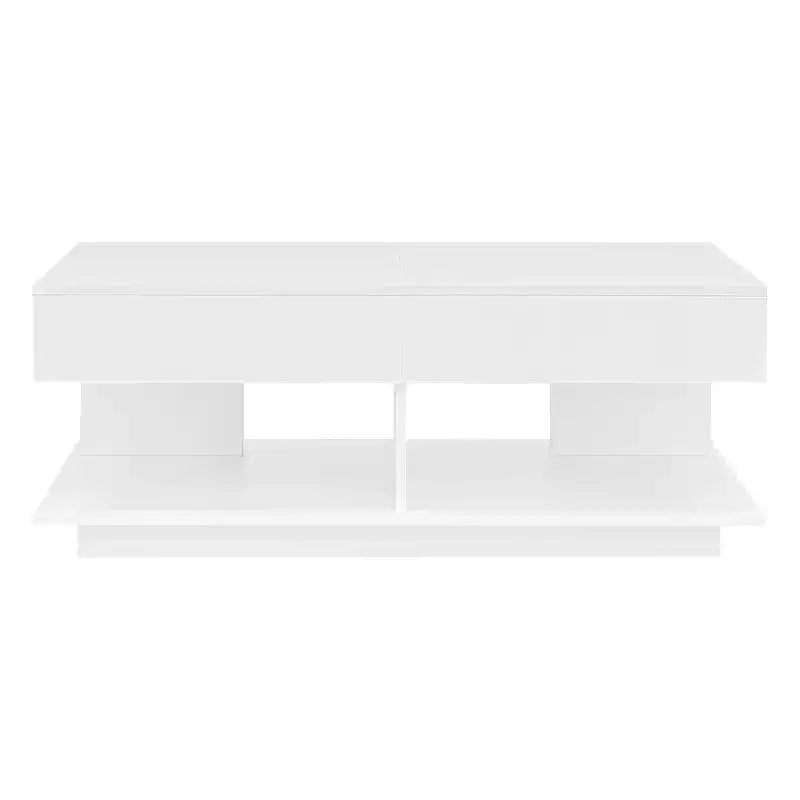 Adjustable Lift-Top Coffee Table with Hidden Storage and LED Lighting