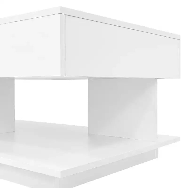 Adjustable Lift-Top Coffee Table with Hidden Storage and LED Lighting