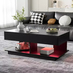 Adjustable Lift-Top Coffee Table with Hidden Storage and LED Lighting