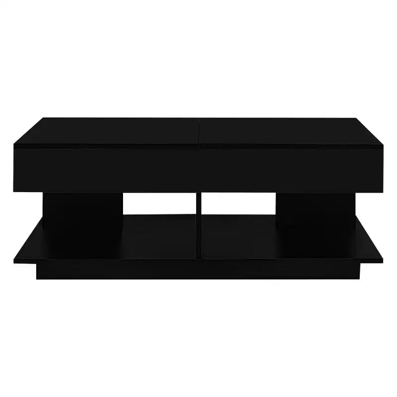 Adjustable Lift-Top Coffee Table with Hidden Storage and LED Lighting