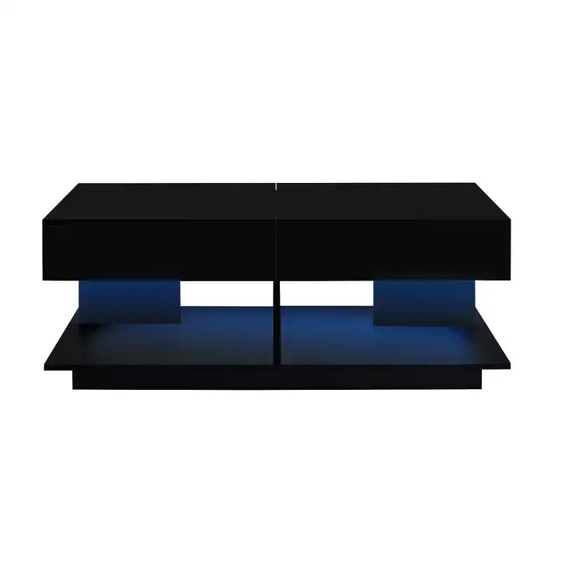 Adjustable Lift-Top Coffee Table with Hidden Storage and LED Lighting