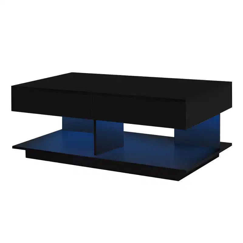 Adjustable Lift-Top Coffee Table with Hidden Storage and LED Lighting