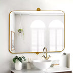 35.83x24.02in Wrought Iron Rounded Rectangle Gold Metal Hanging Mirror