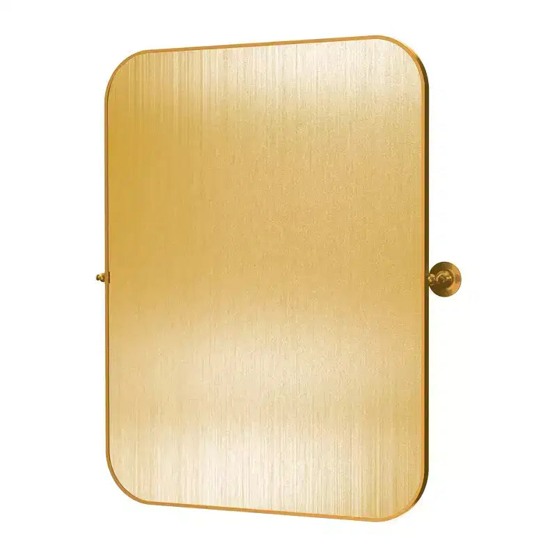 35.83x24.02in Wrought Iron Rounded Rectangle Gold Metal Hanging Mirror
