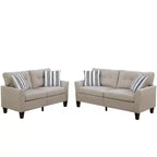 2-Piece Upholstered Sofa Set with Solid Wood Legs for Living Room