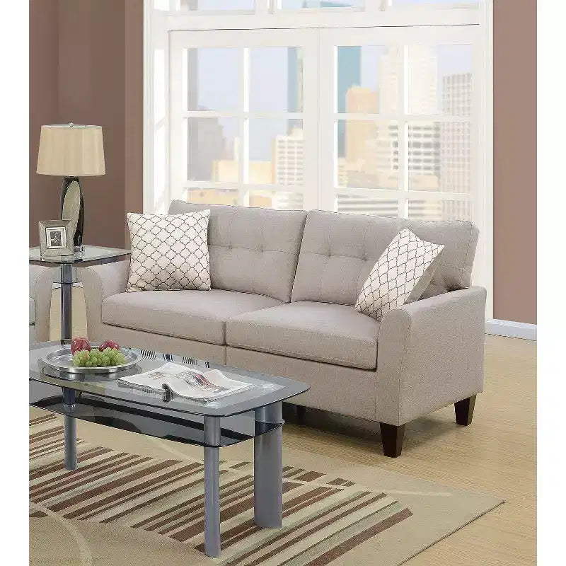 2-Piece Upholstered Sofa Set with Solid Wood Legs for Living Room