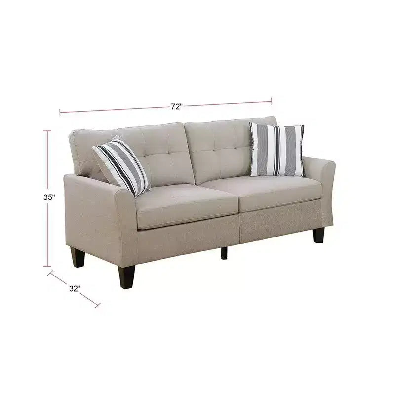 2-Piece Upholstered Sofa Set with Solid Wood Legs for Living Room