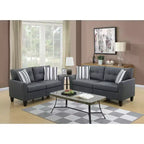 2-Piece Upholstered Sofa Set with Solid Wood Legs for Living Room
