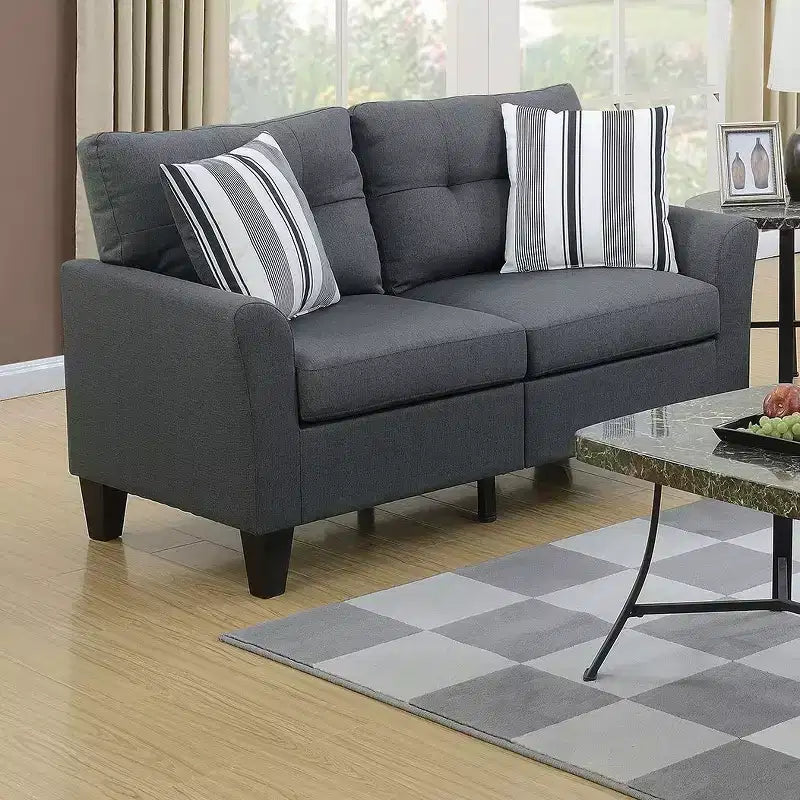 2-Piece Upholstered Sofa Set with Solid Wood Legs for Living Room