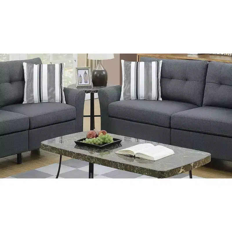 2-Piece Upholstered Sofa Set with Solid Wood Legs for Living Room