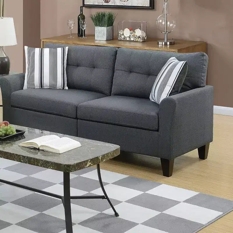 2-Piece Upholstered Sofa Set with Solid Wood Legs for Living Room