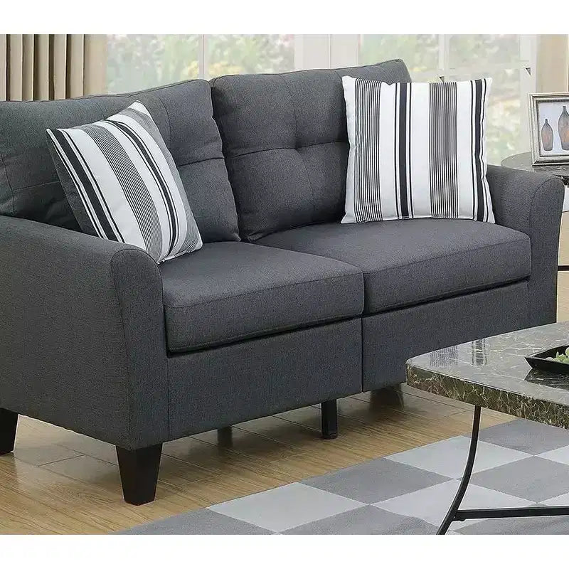 2-Piece Upholstered Sofa Set with Solid Wood Legs for Living Room