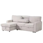 3-Seat Upholstered Sofa with Hidden Storage and Cup Holders