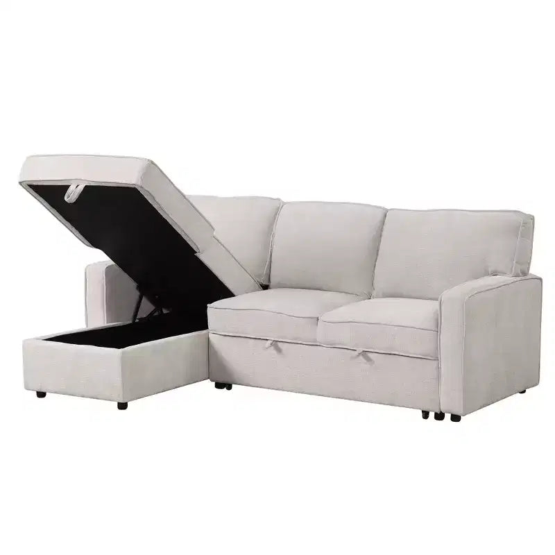 3-Seat Upholstered Sofa with Hidden Storage and Cup Holders