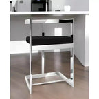 26" Black and Silver Velvet Counter Height Bar Chair