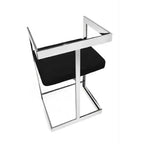 26" Black and Silver Velvet Counter Height Bar Chair