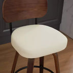 Swivel Bar Stools Set of 2, 26" Upholstered Faux Leather Counter Height Barstools with Walnut Back & Bentwood Legs