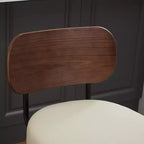 Swivel Bar Stools Set of 2, 26" Upholstered Faux Leather Counter Height Barstools with Walnut Back & Bentwood Legs
