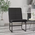 Lounge Chair - Black Faux Leather, Metal Frame, Armless Accent Chair