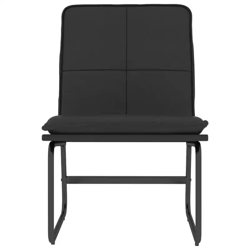 Lounge Chair - Black Faux Leather, Metal Frame, Armless Accent Chair