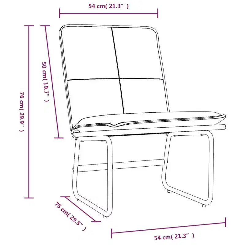 Lounge Chair - Black Faux Leather, Metal Frame, Armless Accent Chair