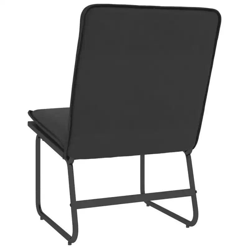Lounge Chair - Black Faux Leather, Metal Frame, Armless Accent Chair