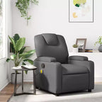 Grey Massage Recliner Chair with Faux Leather Upholstery