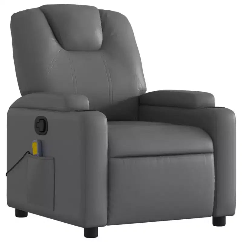 Grey Massage Recliner Chair with Faux Leather Upholstery