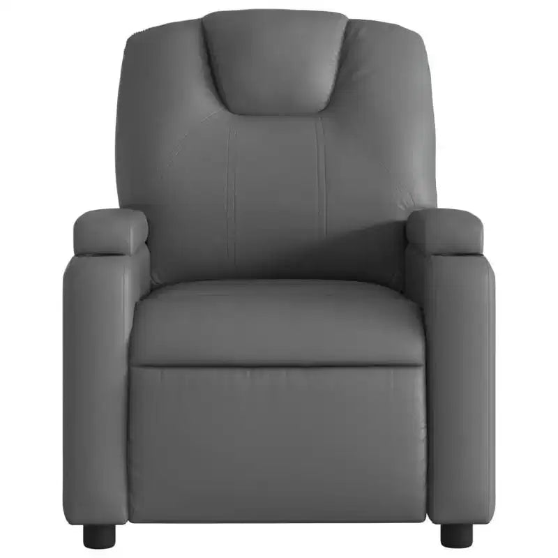 Grey Massage Recliner Chair with Faux Leather Upholstery