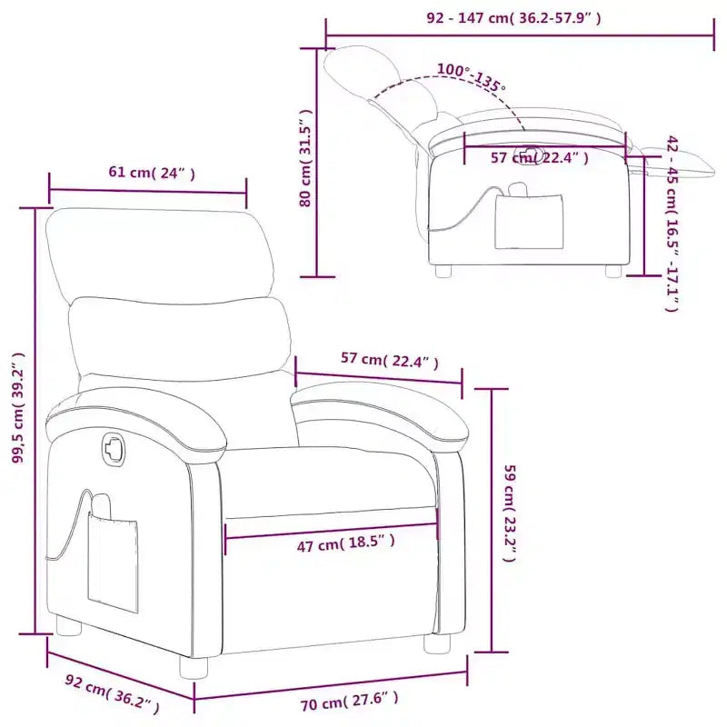 Massage Recliner Chair with Adjustable Backrest and Vibration Function