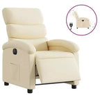 vidaXL Electric Recliner Chair - Cream Fabric Adjustable Armchair with Motorized Footrest, Side Pocket & Thick Padding for Living Room, Bedroom