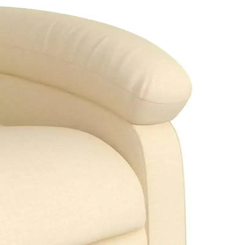 Electric Recliner Chair - Cream Fabric with Motorized Footrest and Side Pocket