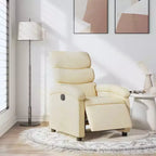 Electric Recliner Chair - Cream Fabric with Motorized Footrest and Side Pocket