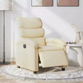 Electric Recliner Chair - Cream Fabric with Motorized Footrest and Side Pocket