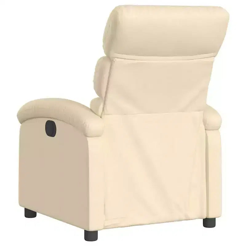 Electric Recliner Chair - Cream Fabric with Motorized Footrest and Side Pocket