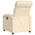 Electric Recliner Chair - Cream Fabric with Motorized Footrest and Side Pocket