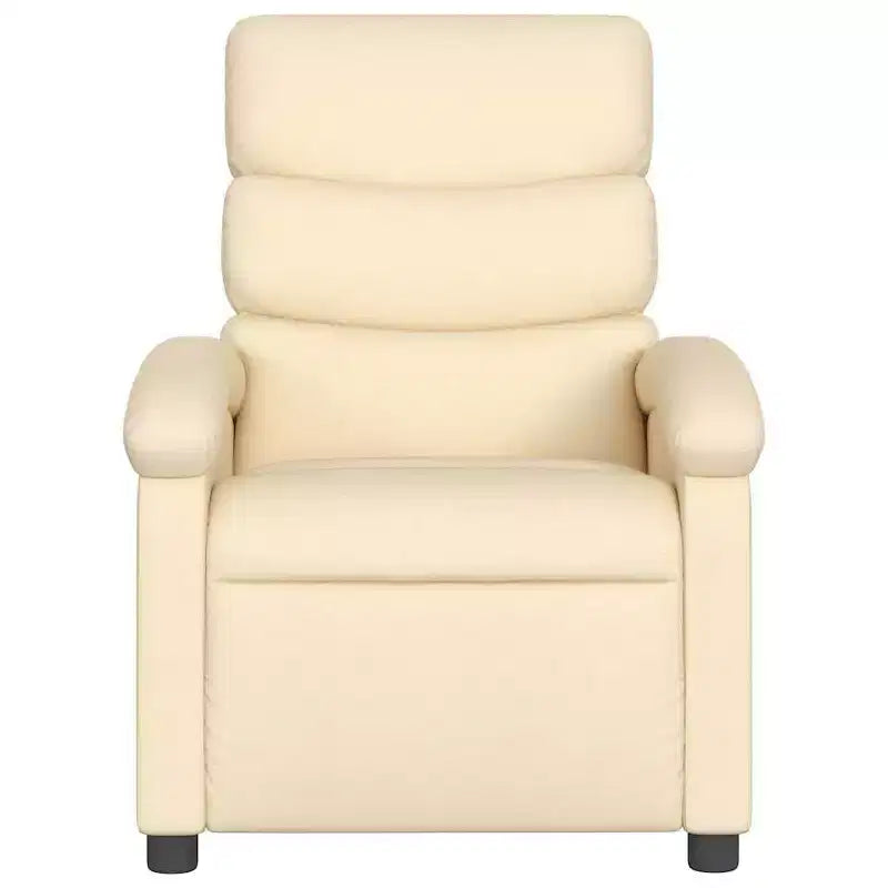 Electric Recliner Chair - Cream Fabric with Motorized Footrest and Side Pocket