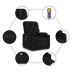 Black Electric Massage Recliner Chair - Faux Leather with Vibration Massage, Cup Holders and Side Pocket