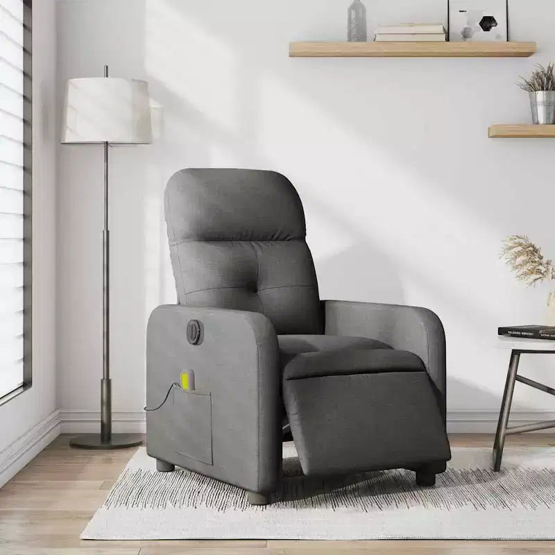 Dark Gray Fabric Electric Massage Recliner Chair