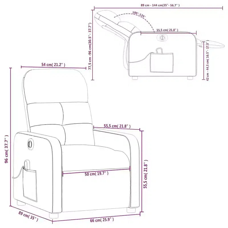 Dark Gray Fabric Electric Massage Recliner Chair