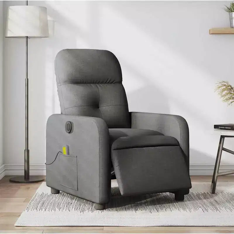 Dark Gray Fabric Electric Massage Recliner Chair