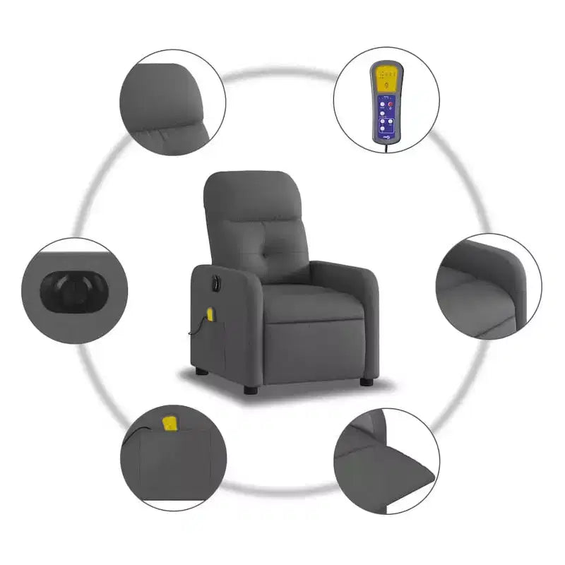 Dark Gray Fabric Electric Massage Recliner Chair