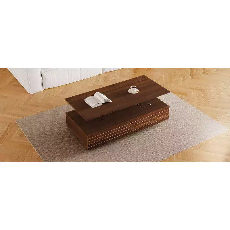 47.2" Rectangular LED Coffee Table with 2 Hidden Drawers and Touch Control