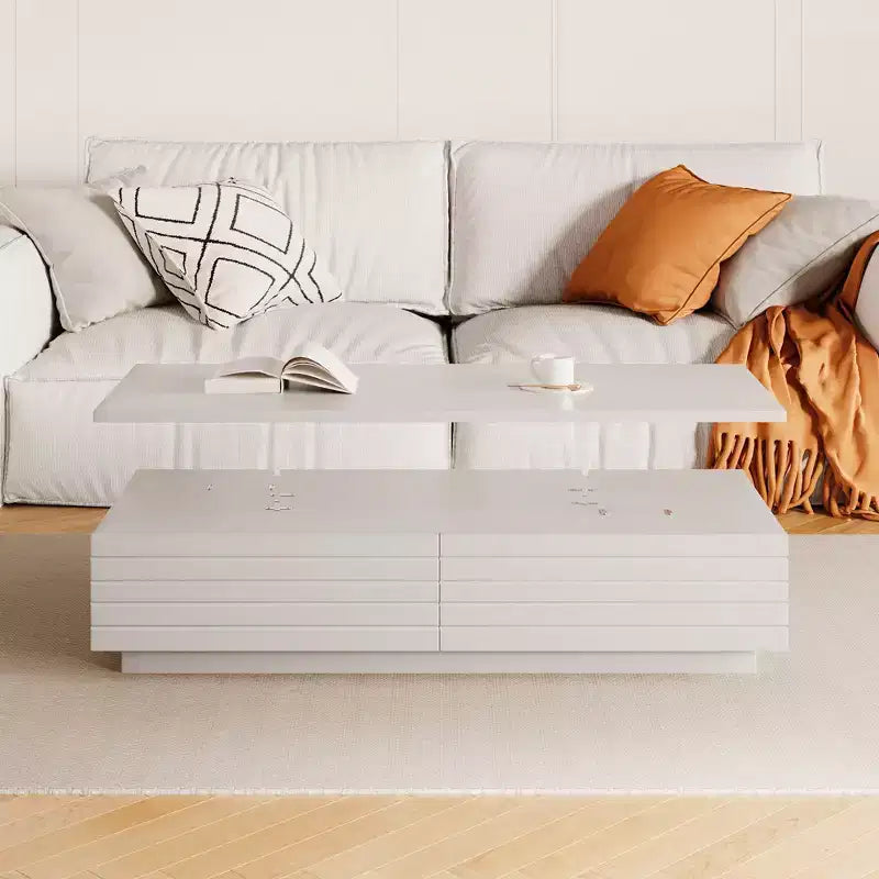 47.2" Rectangular LED Coffee Table with 2 Hidden Drawers and Touch Control