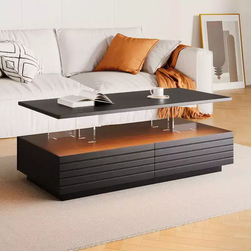 47.2" Rectangular LED Coffee Table with 2 Hidden Drawers and Touch Control