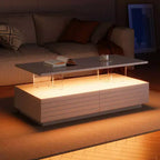 47.2" Rectangular LED Coffee Table with 2 Hidden Drawers and Touch Control