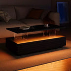 47.2" Rectangular LED Coffee Table with 2 Hidden Drawers and Touch Control